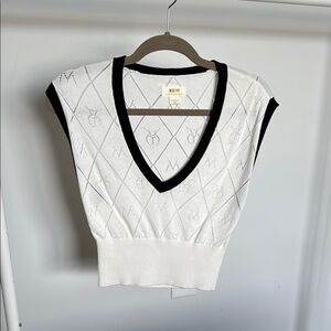 Anthropologie White and Black Knit Top